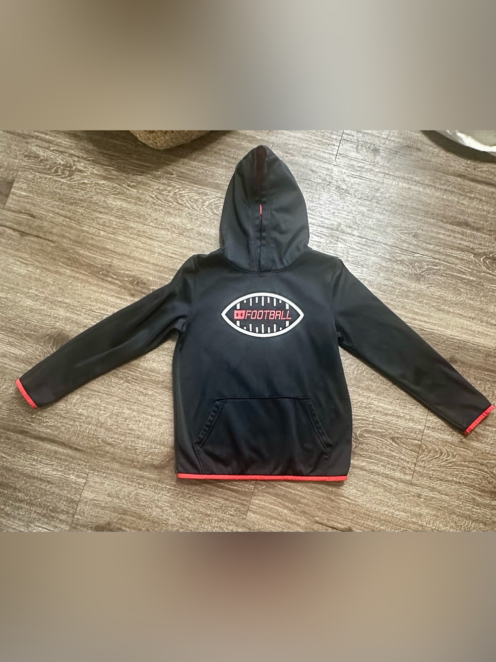 Under Armour Football Hoodie - Black w/ Red Trim- Youth Med